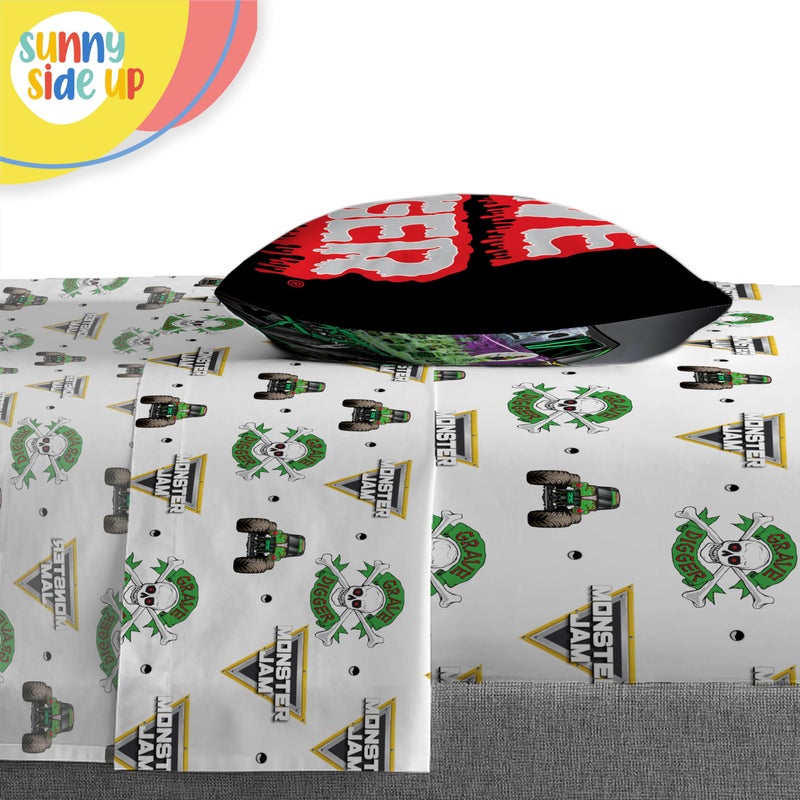 Sunny Side Up Monster Jam Toddler Comforter Set - 4 Piece Preschool Bedding Includes Comforter, Sheets & Pillow Cover - Super Soft Trucks Microfiber Bed Set - Image 5