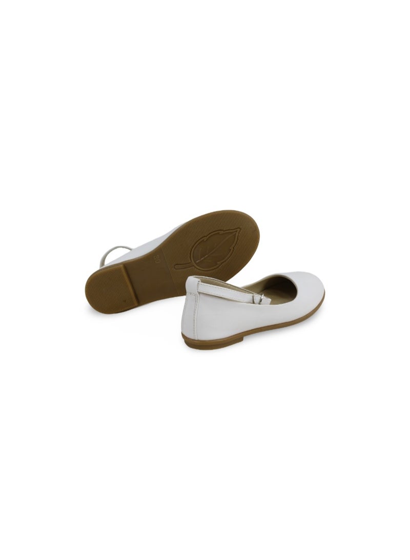EASY Girls Leather Ballerina – White - Image 3