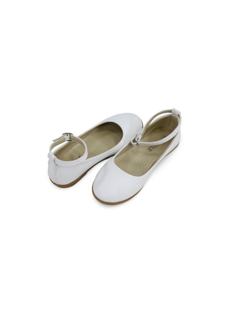 EASY Girls Leather Ballerina – White - Image 2