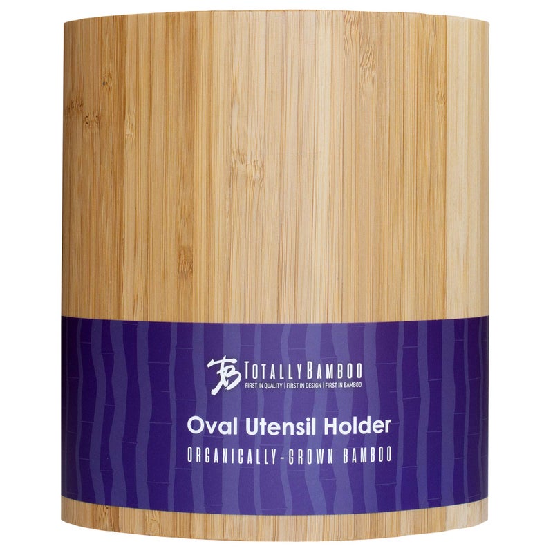 Totally Bamboo حامل أدوات المطبخ البيضاوي الشكل من الخيزران، 6" x 4" x 7" - Image 5