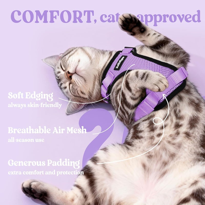 Rabbitgoo Cat Harness and Lead Set, Escape Proof Kitten Harness with Leash, Metal Ring, Lightweight Soft, Reflective Adjustable Vest for Small Cat Walking Travel S, Light purple - Image 4