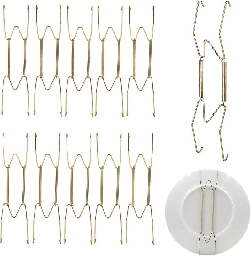 EEEKit Dish Display Plate Metal Hangers, 10-Pack Plate Spring Hook Holder Hanging Wire for Compatible Decorative Plates, Antique China, Antique Plates and Art for The Wall Home Decoration, - Image 1