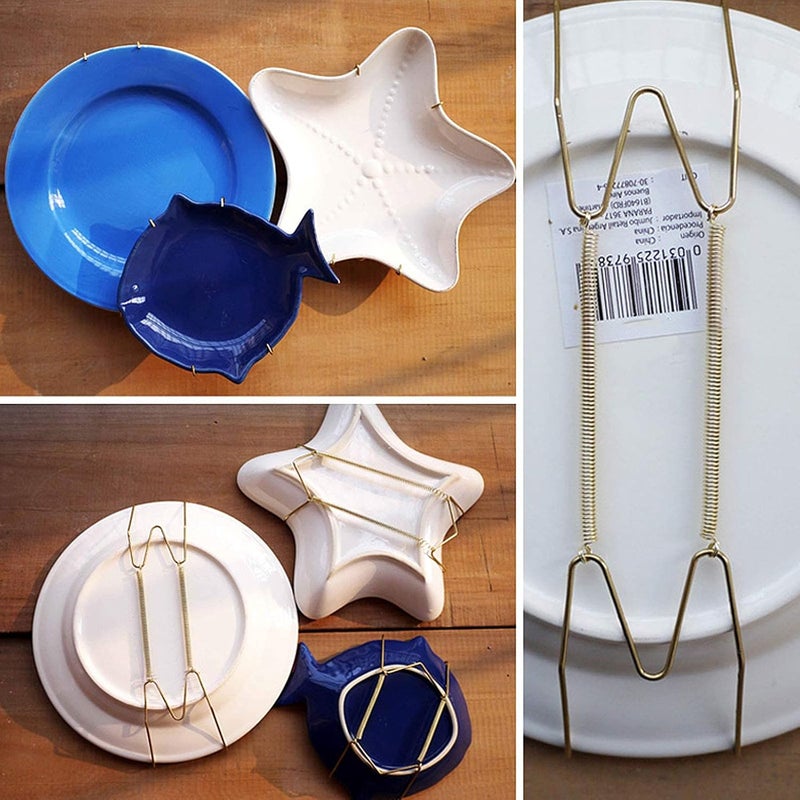 EEEKit Dish Display Plate Metal Hangers, 10-Pack Plate Spring Hook Holder Hanging Wire for Compatible Decorative Plates, Antique China, Antique Plates and Art for The Wall Home Decoration, - Image 2