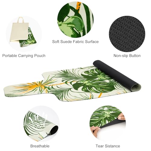 MicaYoung Pilates Reformer Mat Cover Non-slip for Pilates Reformer Workout 1mm/0.04" Thick with Carry Pouch, Green Leaf - Image 3