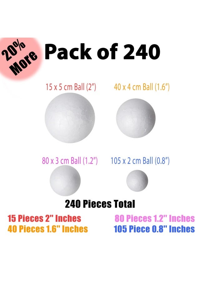 Bargain Paradise 240 Pack Styrofoam Balls -Craft Foam Balls -Foam Craft Balls -Foam Balls For Arts And Crafts Diy Craft For Home School Craft Project -240 Bulk Styrofoam Balls 4 Sizes .8 1.2 1.6 2 Inc - Image 2