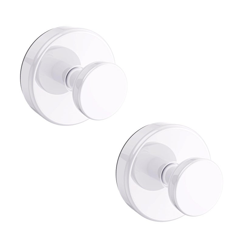 Bntuk Suction Cup Hooks for Shower, Removable Towel Hooks for Bathroom Window Glass Door Wall, Bath Robe Looafh Hook for Hanging - 2 Pack, White - Image 1