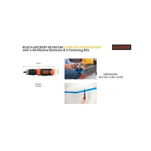 BLACK+DECKER Cordless Screwdriver, Alkaline (BCF601AA) - Image 2