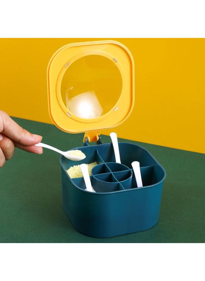Thoraya Seasoning Organizer Box PP 4 Compartments Multifunctional Spice Container Box for Kitchen Yellow  - Image 5