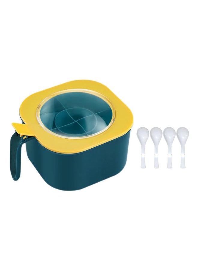 Thoraya Seasoning Organizer Box PP 4 Compartments Multifunctional Spice Container Box for Kitchen Yellow  - Image 1