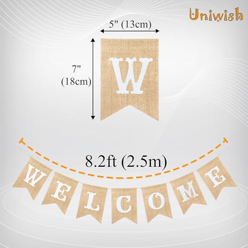 Uniwish Welcome Banner Sign Garland Wedding Baby Shower Classroom Party Decorations Vintage Rustic Burlap Hanging Bunting Home Décor - Image 3