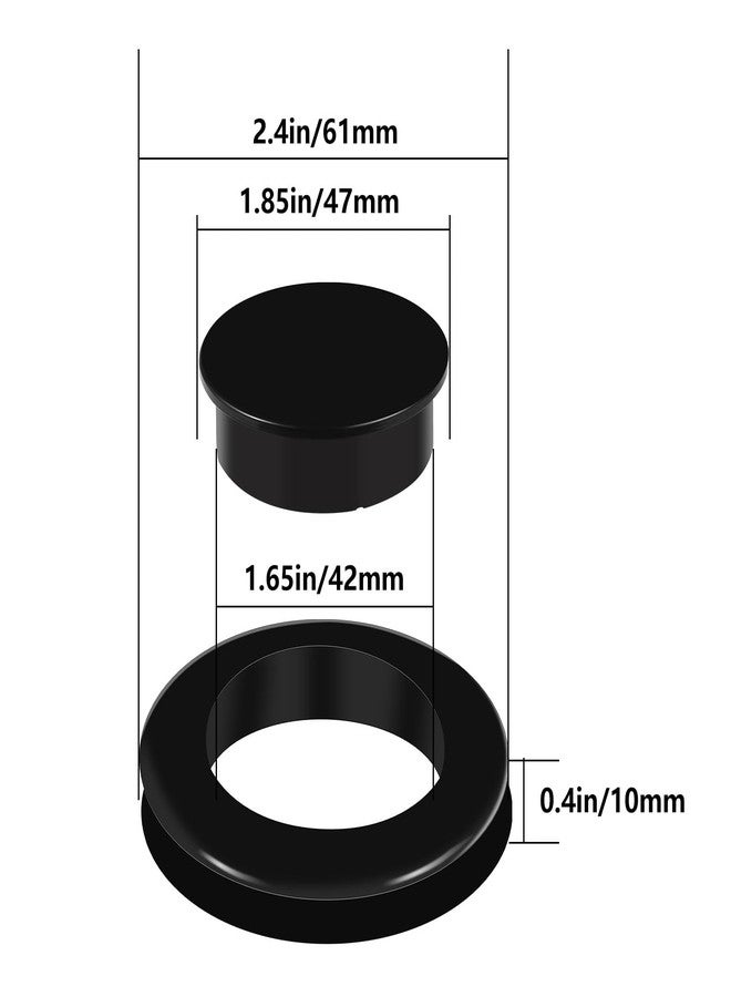 Prudiut 2 Pieces Silicone Patio Table Umbrella Hole Ring Plug and Cap Set for Outdoors Patio Garden Table Deck Yard, 2inch(Black) - Image 2