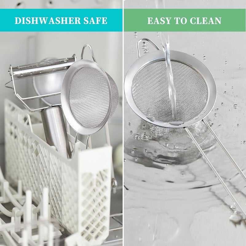 COKUMA Fine Mesh Strainers for Kitchen, Stainless Steel Metal Hand Small Mini Sieve Strainer, Cocktail Strainer Tea Coffee Juice Strainer，Food Strainer with Handlle (3.35inch, Silver) - Image 4