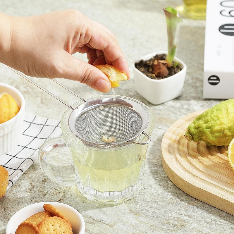 COKUMA Fine Mesh Strainers for Kitchen, Stainless Steel Metal Hand Small Mini Sieve Strainer, Cocktail Strainer Tea Coffee Juice Strainer，Food Strainer with Handlle (3.35inch, Silver) - Image 5