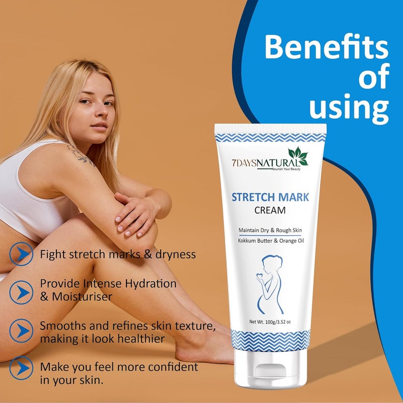 7 DAYS Stretch Marks Cream For Men Women Improves Appearance Of Fresh And Mature Stretch Marks Natural And CrueltyFree100 Gm - Image 3