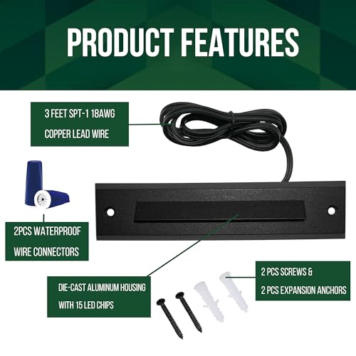 GKOLED 6-Pack Low Voltage 9-15V AC/DC LED Linear Step Lights, 2W Landscape Cutoff Stair Riser Light, Outdoor Waterproof Accent Lighting Fixtures, Die-cast Aluminum with Black Powder Coated Finish - Image 4