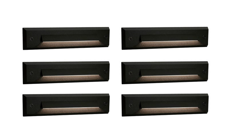 GKOLED 6-Pack Low Voltage 9-15V AC/DC LED Linear Step Lights, 2W Landscape Cutoff Stair Riser Light, Outdoor Waterproof Accent Lighting Fixtures, Die-cast Aluminum with Black Powder Coated Finish - Image 1