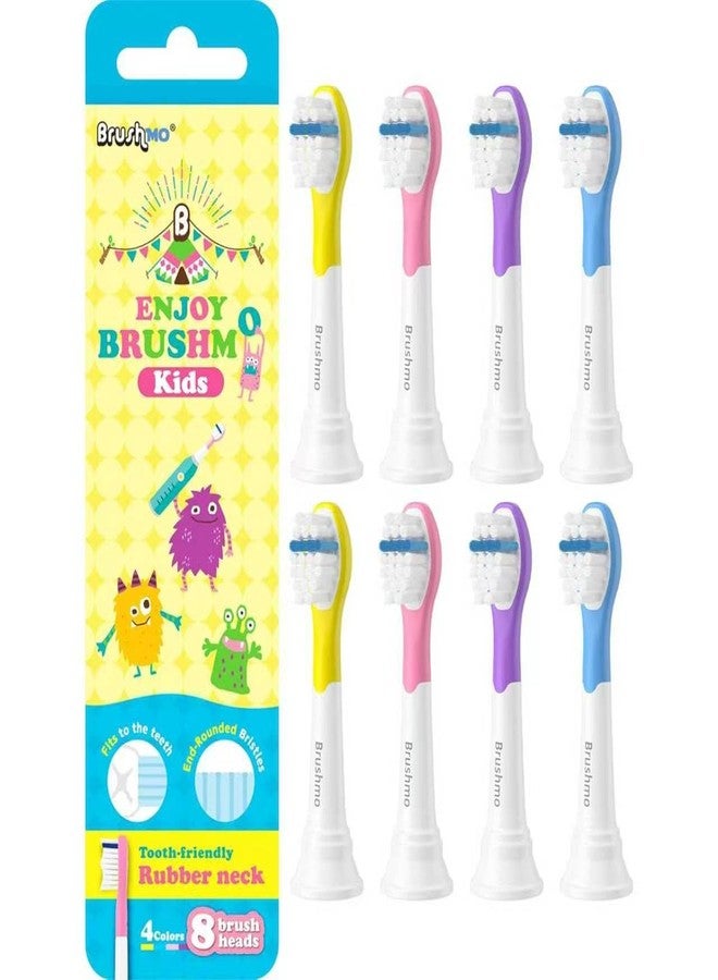 براشمو رؤوس فرشاة أسنان بديلة صغيرة الحجم من Brushmo Kids، متوافقة مع فرش Philips Sonicare للأطفال HX6032 وHX6042، شعيرات دوبونت فائقة النعومة، عبوة من 8 قطع للأعمار من 3 سنوات فما فوق، متعددة الألوان (BM638) - Image 1