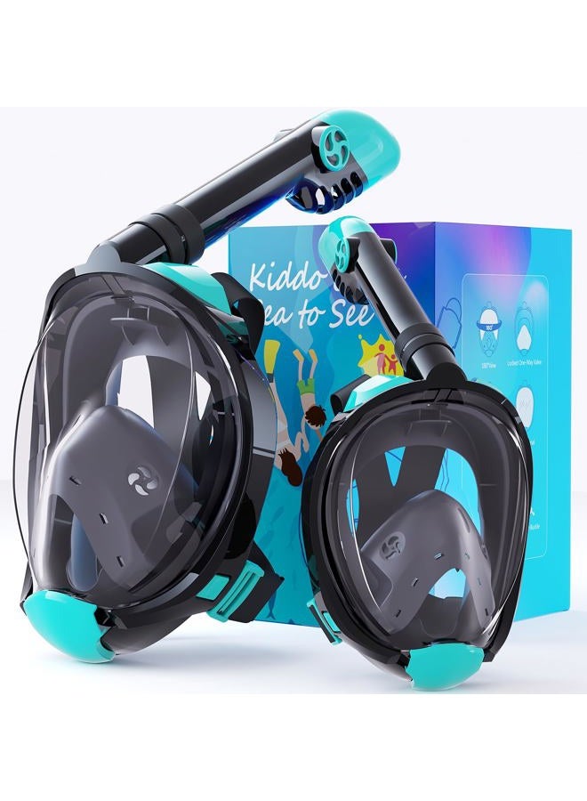 Greatever G2 Adults Kids Full Face Snorkel Mask 2 Pcs,Snorkeling Gear with Latest Dry Top System,Foldable 180 Degree Panoramic View,Safe Breathing,Anti-Leak&Anti-Fog Snorkeling Mask with Camera Mount - Image 1