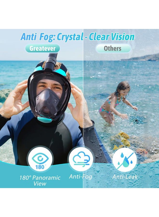 Greatever G2 Adults Kids Full Face Snorkel Mask 2 Pcs,Snorkeling Gear with Latest Dry Top System,Foldable 180 Degree Panoramic View,Safe Breathing,Anti-Leak&Anti-Fog Snorkeling Mask with Camera Mount - Image 4