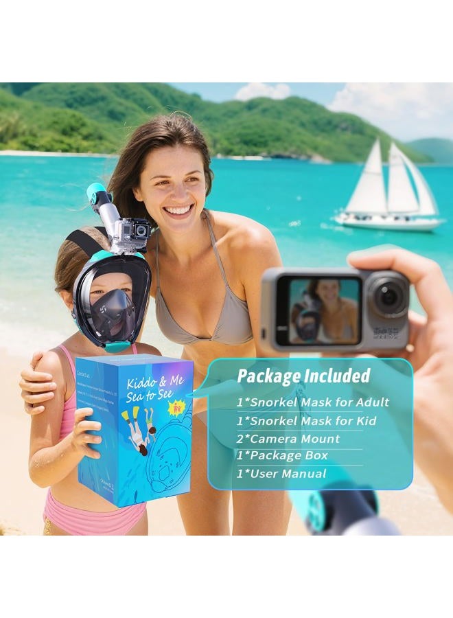 Greatever G2 Adults Kids Full Face Snorkel Mask 2 Pcs,Snorkeling Gear with Latest Dry Top System,Foldable 180 Degree Panoramic View,Safe Breathing,Anti-Leak&Anti-Fog Snorkeling Mask with Camera Mount - Image 3