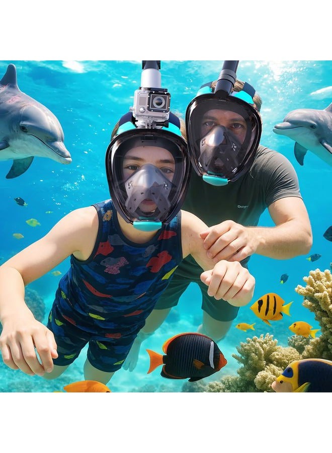 Greatever G2 Adults Kids Full Face Snorkel Mask 2 Pcs,Snorkeling Gear with Latest Dry Top System,Foldable 180 Degree Panoramic View,Safe Breathing,Anti-Leak&Anti-Fog Snorkeling Mask with Camera Mount - Image 2