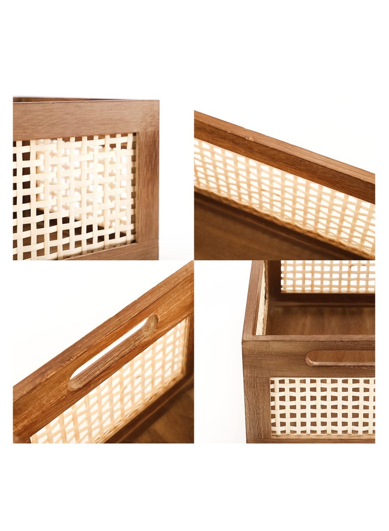 عام Decorative Vintage Wooden Crate Storage Box, Rustic Pine Wood Organizer Bin Basket, with Built-In Handles Rustic Farmhouse Look Frame for Kitchen Pantry, Cabinets-Multipurpose Home Collection - Image 4