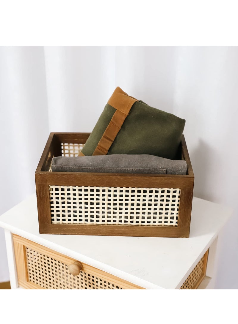 عام Decorative Vintage Wooden Crate Storage Box, Rustic Pine Wood Organizer Bin Basket, with Built-In Handles Rustic Farmhouse Look Frame for Kitchen Pantry, Cabinets-Multipurpose Home Collection - Image 5