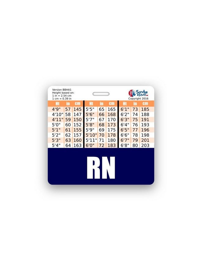 Scrubs and Stuff LLC - Rn Badge Buddy Horizontal W/Height & Weight Conversion Charts (Navy Blue) - Image 1