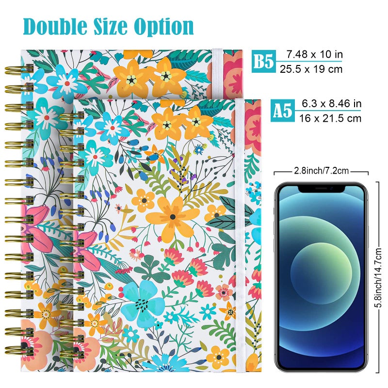 OMEYA Spiral Notebook, B5 Lined Journal for women, Hardcover Spiral Journal with 2 Pockets, College Ruled Large Notebooks 7.48" x 10", 160 Pages Notebook for Office, School Supplies, Gifts - Image 5
