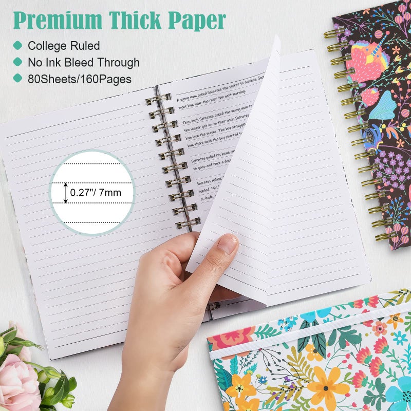 OMEYA Spiral Notebook, B5 Lined Journal for women, Hardcover Spiral Journal with 2 Pockets, College Ruled Large Notebooks 7.48" x 10", 160 Pages Notebook for Office, School Supplies, Gifts - Image 4