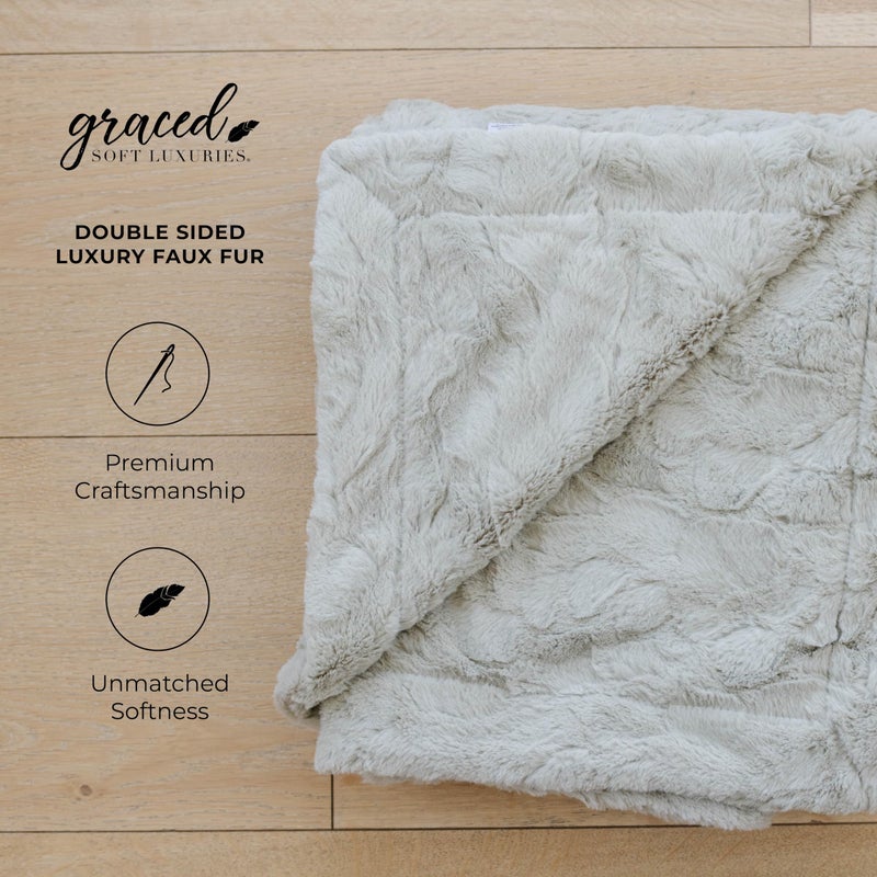 GRACED SOFT LUXURIES Feather Extra Large Faux Fur Throw Blanket | Ultra Soft & Fluffy 60x80 inches | Cozy, Thick & Warm | Perfect for Bed, Couch, and Lounging for Kids & Adults | Feather Gray - Image 5