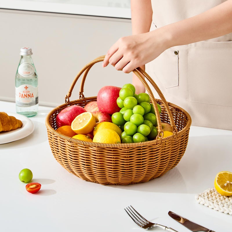 Berdeng Fruit Bowl for Kitchen Counter, Large Fruit Basket with Handle, Suitable for Storing Fruits, Vegetables, Bread, Candys and Snacks - Image 4