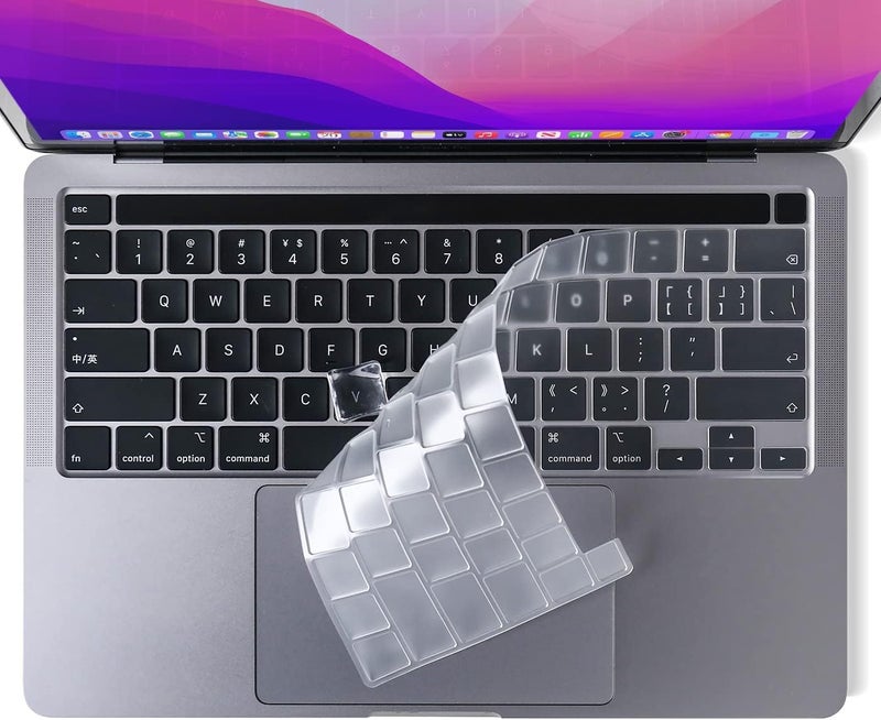 Ojos Ultra Thin Keyboard Cover for 2020-2023 MacBook Pro 13 inch A2338 M2 M1 A2289 A2251 & 2020 2019 New MacBook Pro 16 inch A2141 with Touch Bar & Touch ID Keyboard Protector Skin, Clear - Image 1