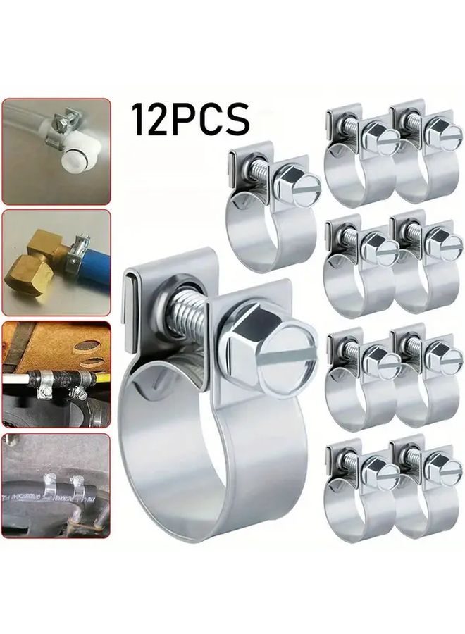 Heavy Duty Metal Hose Clamps 12Pcs 18mm To 20mm Universal Fuel Line Radiator Tube Fasteners - Image 1