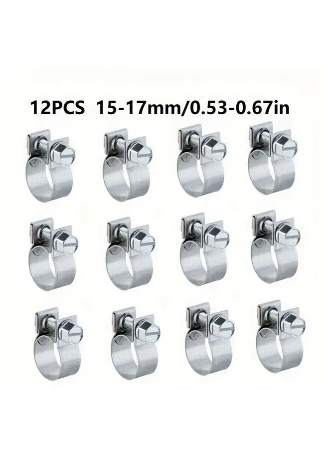 Heavy Duty Metal Hose Clamps 12Pcs 18mm To 20mm Universal Fuel Line Radiator Tube Fasteners - Image 3