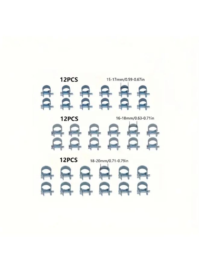 Heavy Duty Metal Hose Clamps 12Pcs 18mm To 20mm Universal Fuel Line Radiator Tube Fasteners - Image 2