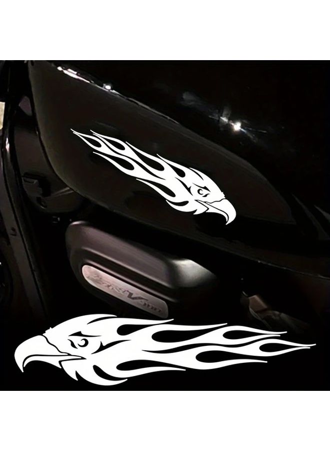 Multicolor Eagle Head Flame Stickers 2pcs 7 87x1 85inch Self Adhesive Waterproof - Image 1