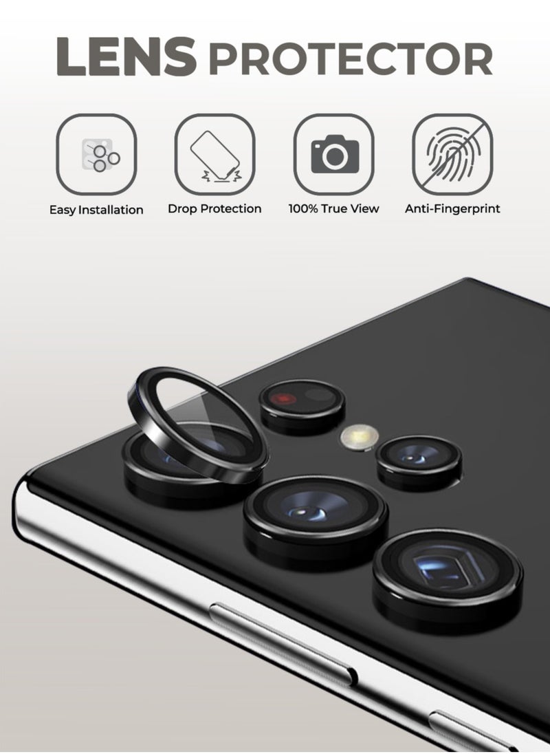 glassology Samsung Galaxy S24 Ultra Camera Lens Guard, Shatterproof, High Transparency, Case Friendly design, Premium Tempered Glass, Ensure durability and clarity. Black  - Image 2