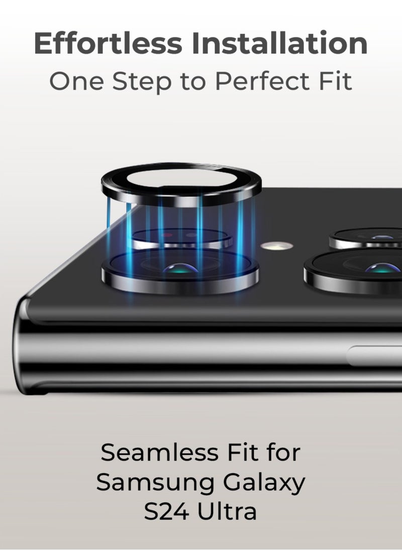 glassology Samsung Galaxy S24 Ultra Camera Lens Guard, Shatterproof, High Transparency, Case Friendly design, Premium Tempered Glass, Ensure durability and clarity. Black  - Image 3