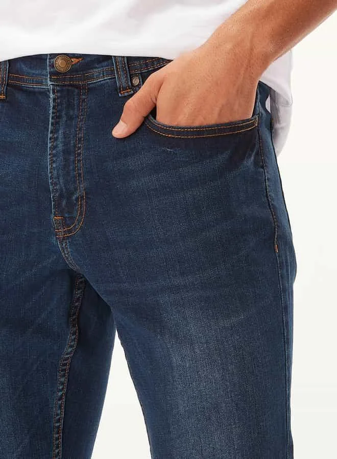 Lee Cooper Slim Fit Plain Mid Waist Jeans with Pocket Detail