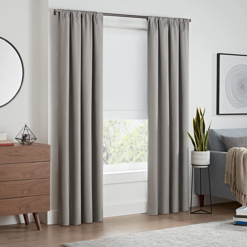 Eclipse Kylie Total Privacy Blackout Cordless Lined Window Roman Shade for Living Room, 33 in x 64 in, White - Image 2