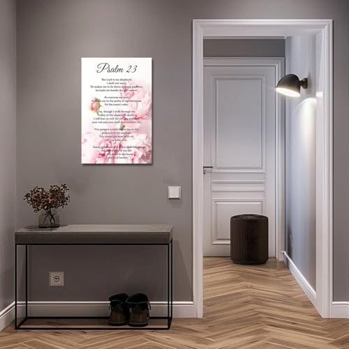 PBXBJY Christian Wall Art Psalm 23 Canvas Prints Bible Verses Poster Picture Scripture Painting Religious Artwork for Church Prayer Wall Decor Framed (Pink, (12.00" x 18.00")) - Image 4