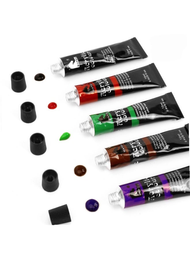 Acrylic Paint Set Canvas Art Paints 24 Colors Perfect Paint Finish (0.41oz,12 ml) With 3 Brushes - Painting Canvas, Paper, Wood, Rock, MDF, Ceramic & Fabric - Image 5