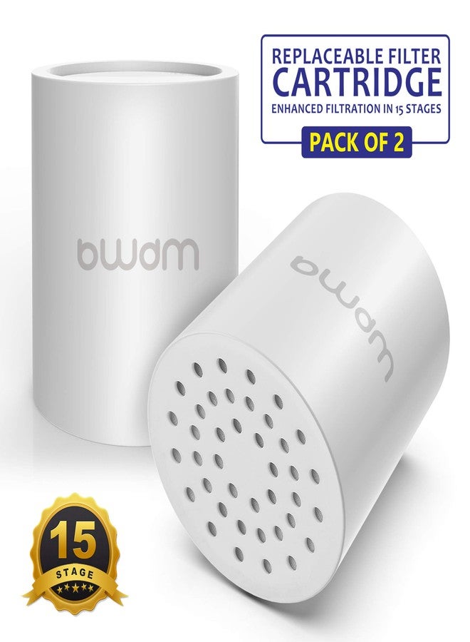 BWDM Shower Filter Replacement Cartridge, 15 stage, High Output, Vitamin C, Removing Heavy Metals Hard Water.Universal with Any Shower Filter of Similar Design.Pack of 2 - Image 4
