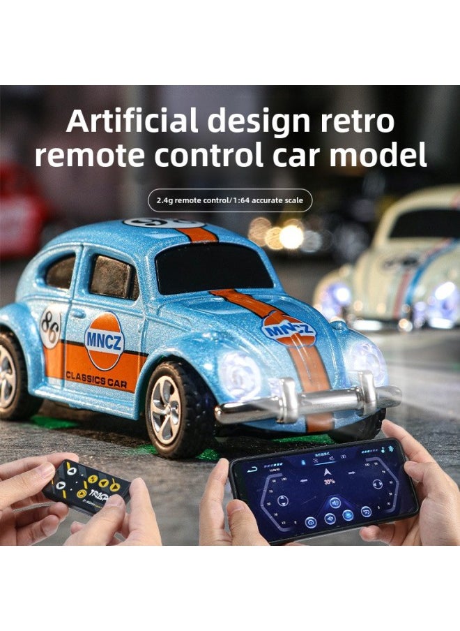 Small Remote Control Car Men's Toy Wireless Mini Beetle Alloy Toy Car Mobile Phone Remote Control-Color: Pink + Beige Beetle  - Image 2