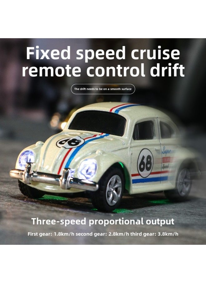 Small Remote Control Car Men's Toy Wireless Mini Beetle Alloy Toy Car Mobile Phone Remote Control-Color: Pink + Beige Beetle  - Image 3