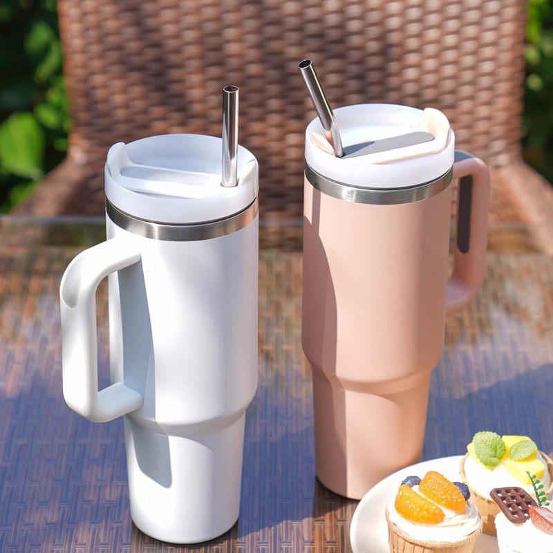 Vinaco 12" Stainless Steel Straws Replacement for Stanley Adventure Quencher 40 oz 30 oz Cup Tumbler, 4 Pack Metal Straws Reusable with Cleaning Brush for Stanley 40 oz & Simple Modern Tumbler with Handle - Image 3