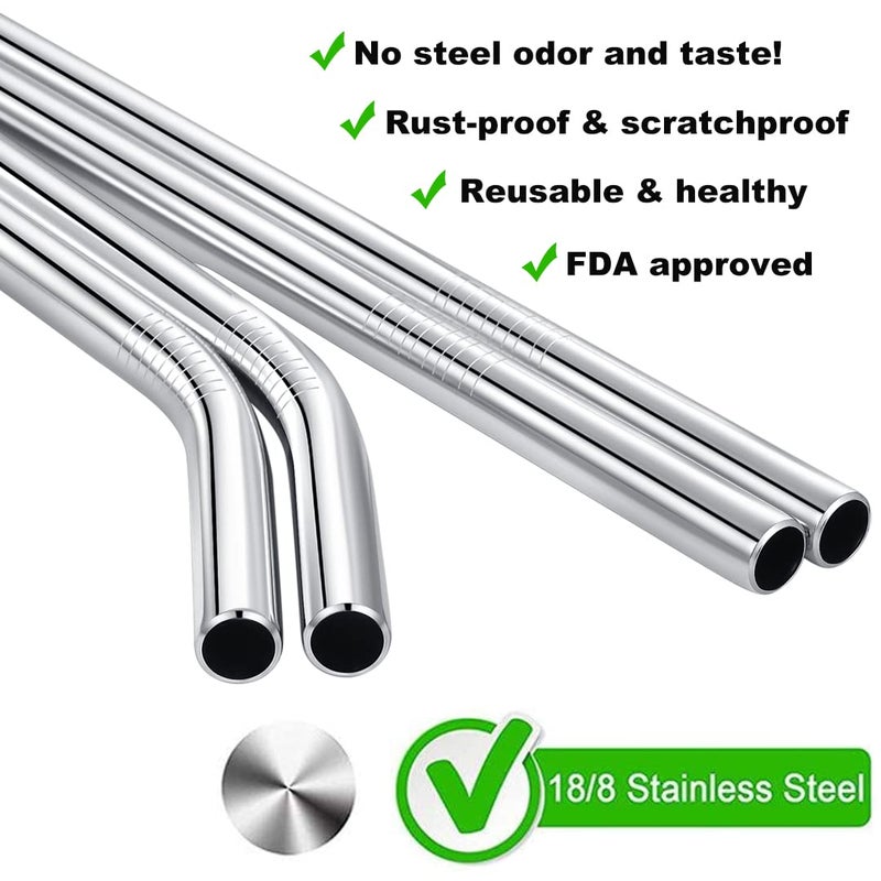 Vinaco 12" Stainless Steel Straws Replacement for Stanley Adventure Quencher 40 oz 30 oz Cup Tumbler, 4 Pack Metal Straws Reusable with Cleaning Brush for Stanley 40 oz & Simple Modern Tumbler with Handle - Image 4