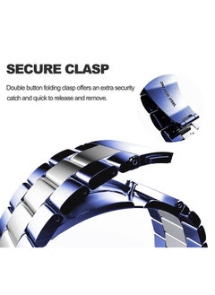 DEALELE Bands Compatible with iWatch 38mm 42mm 40mm 44mm 41mm 45mm 49mm, Solid Stainless Steel Metal Strap Replacement for Apple Watch Series 8 / 7 / 6 / 5 / 4 / 3 / SE / Ultra Women Men (Blue / silve  - Image 4