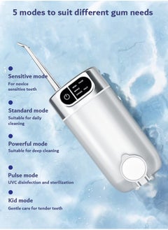 Portable Water Dental Flosser for Teeth, Cleaning Dental Oral Irrigator with 5 Cleaning Modes and 4 Jet Tips, Dental Material Oral irrigator Dental with Telescopic Water Tank (White) - pzsku/Z3054D5D98B78C5DBB85FZ/45/_/1737006785/08fdb19b-1412-4aa0-b9ee-474b1c5150b5